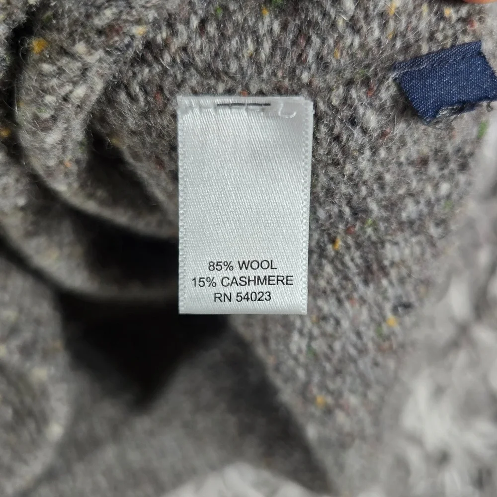 Vintage Banana Republic Mens Wool Cashmere Quarter Zip Sweater Grey Donegal Sz L